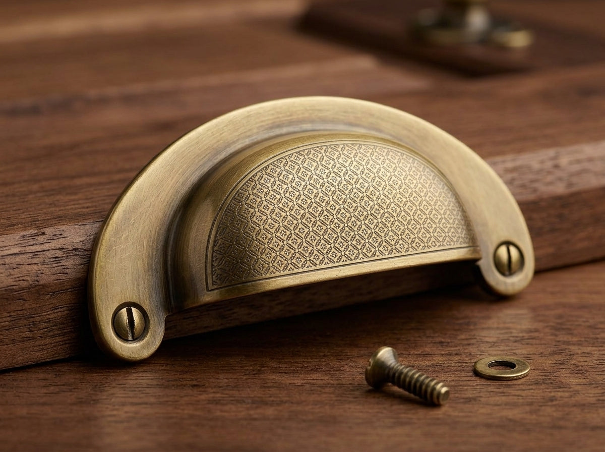 Solid Brass Vintage Drawer Pull Set of 6