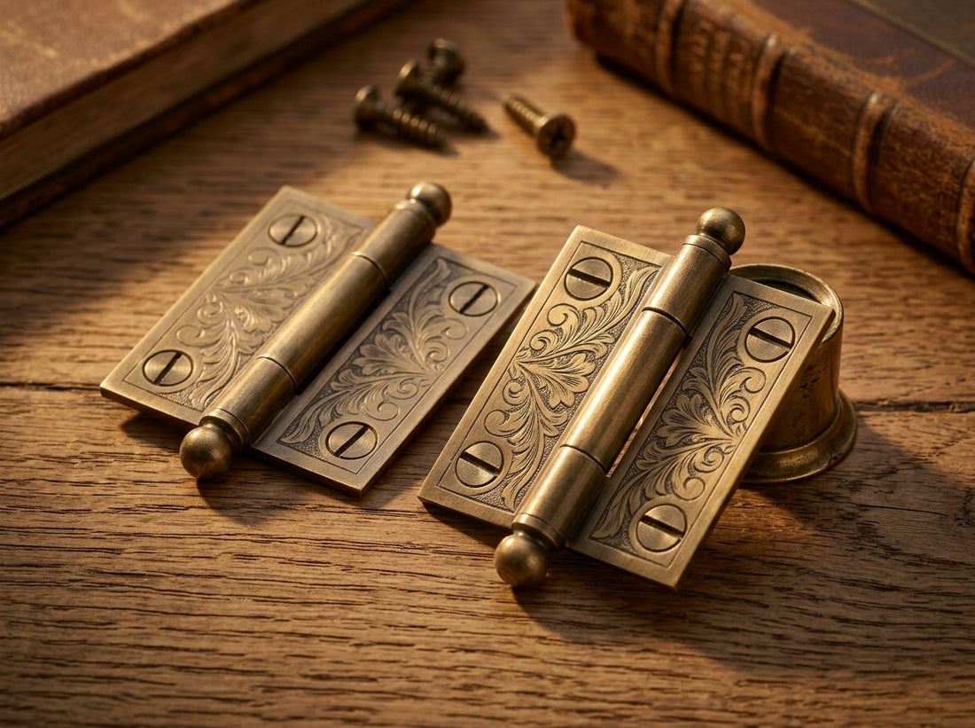 Pair of Antique-Style Ball-Tip Cabinet Hinges