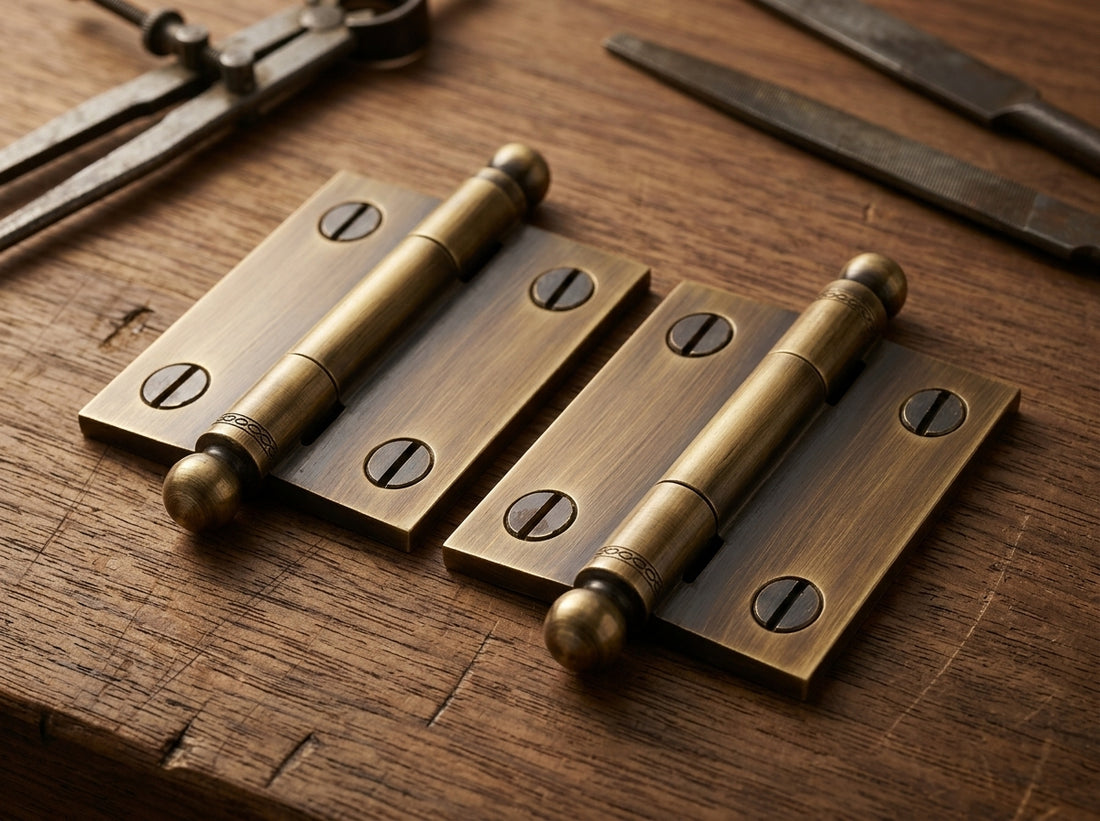 Pair of Antique-Style Ball-Tip Cabinet Hinges